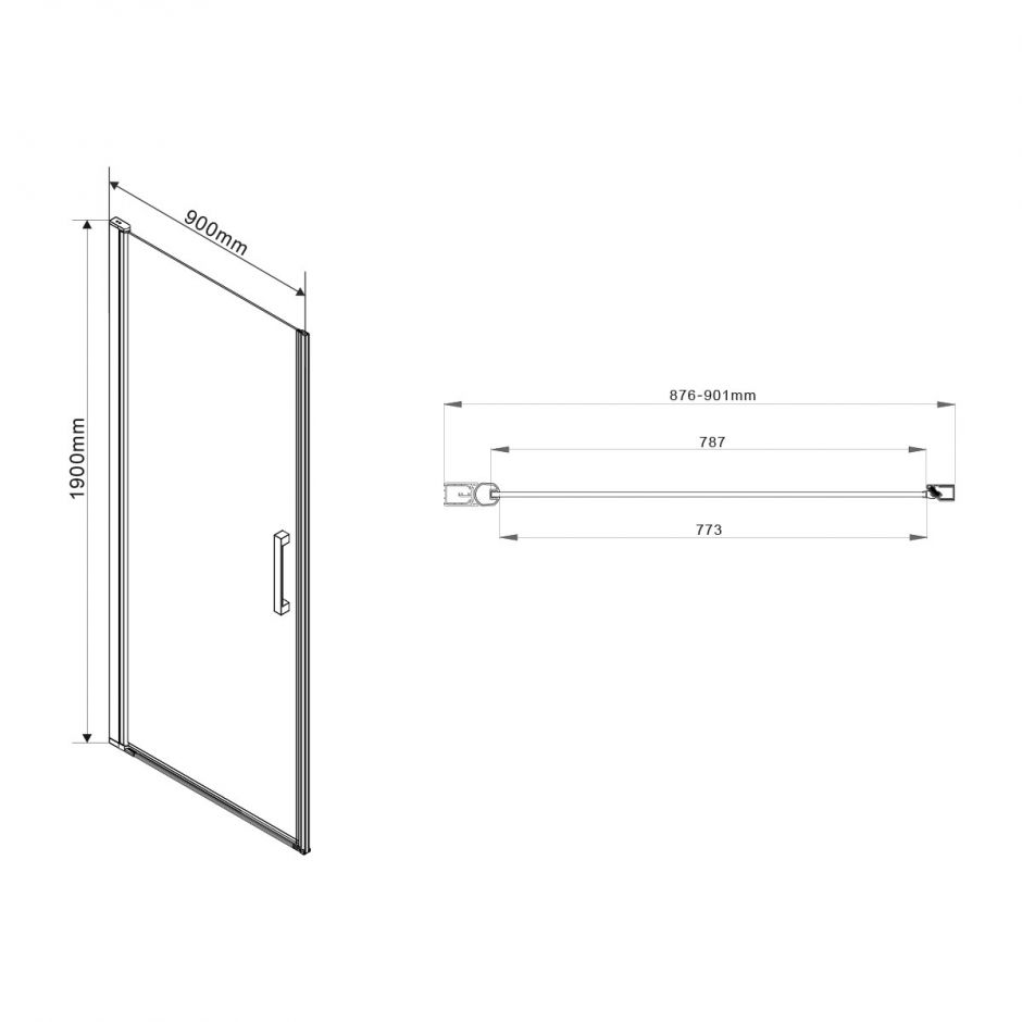 Левая душевая дверь Vincea VPP-1O900CH-L 90х190 см ФОТО